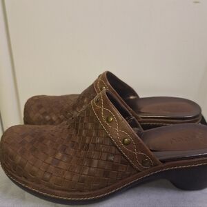 Ecco Brown Woven Leather Loafers